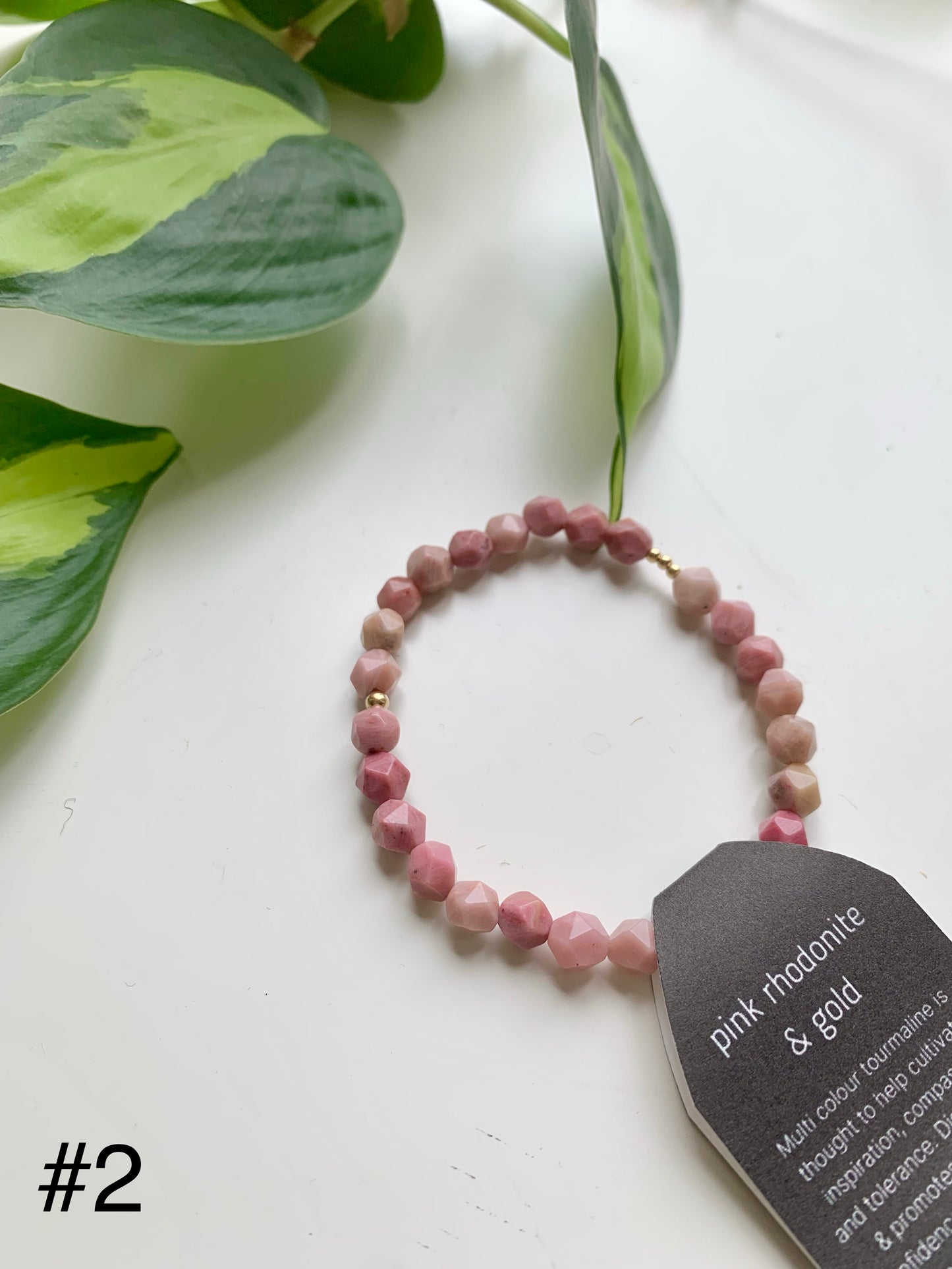 Pink Rhodonite & Gold Bracelet